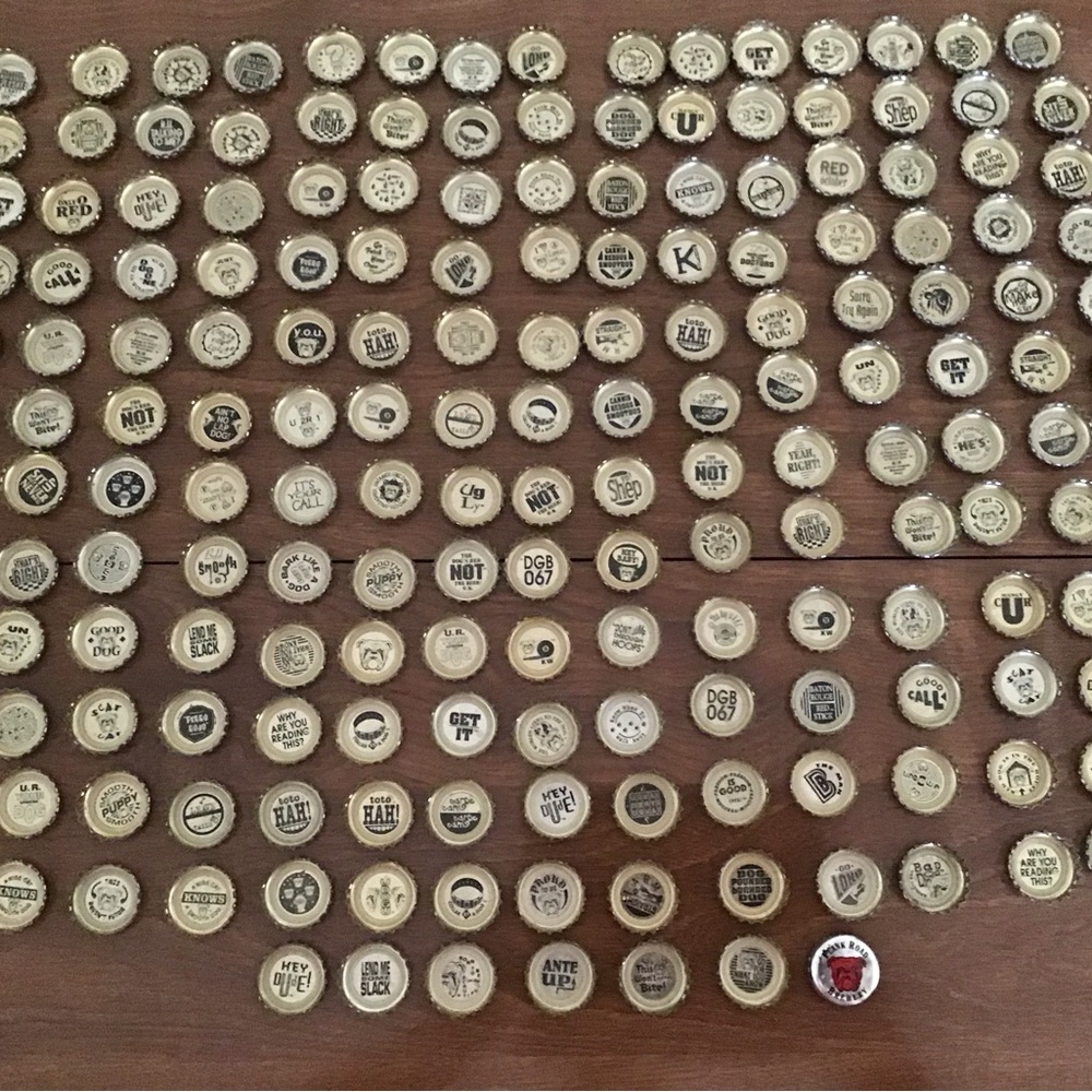 Vtg Red Dog Collection of 187 Assorted Bottle Caps